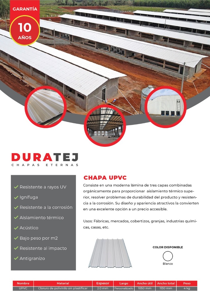 Chapa Trapezoidal UPVC - Panel Duratej