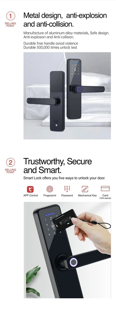 Cerradura Inteligente Wifi Huella Código Bt -Smart Lock LK-0087