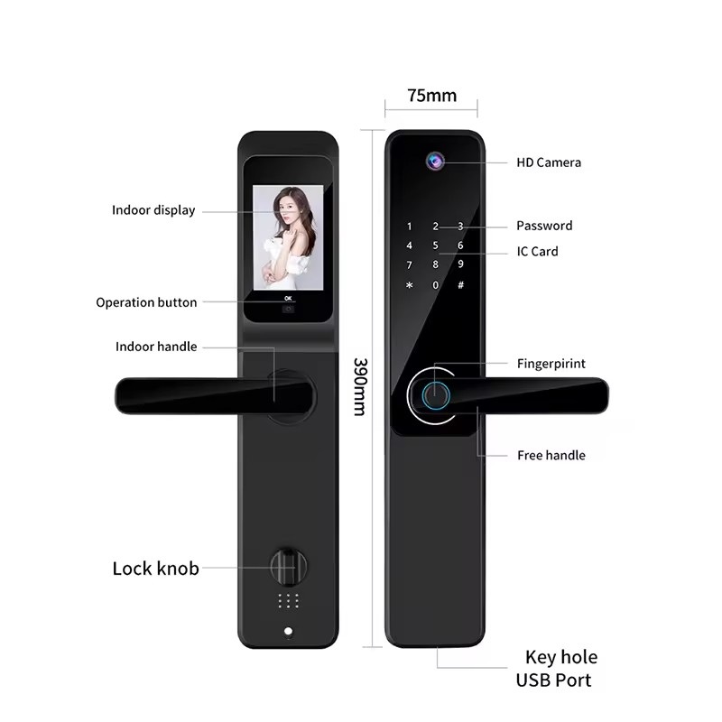 Cerradura Inteligente Camara HD Wifi Huella Código Bt -Smart Lock LK-0085
