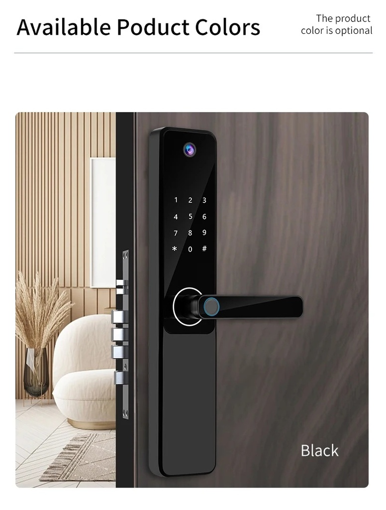 Cerradura Inteligente Camara HD Wifi Huella Código Bt -Smart Lock LK-0085