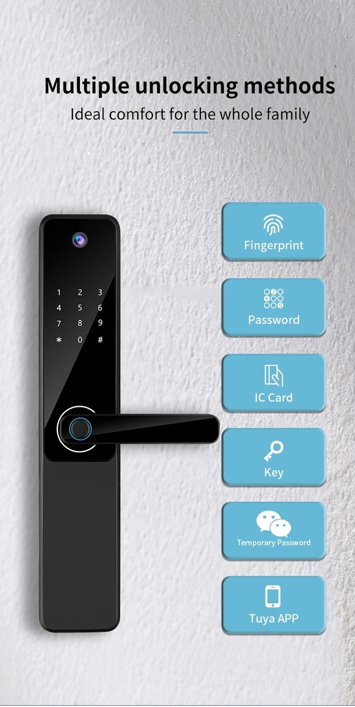 Cerradura Inteligente Camara HD Wifi Huella Código Bt -Smart Lock LK-0085