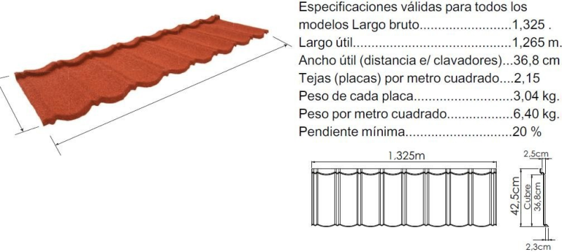 Teja de Acero Gravillado