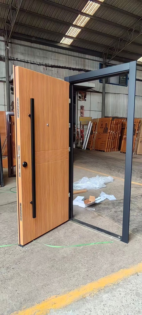 Puertas Terranova 70 mm - Simil Madera con barral Negro