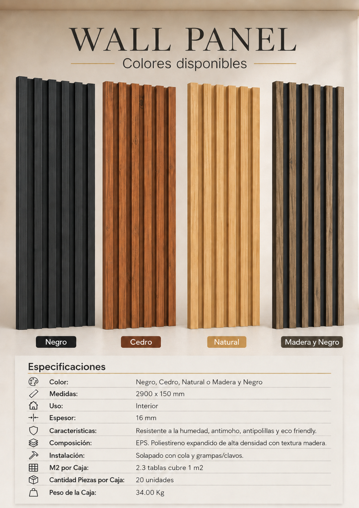 Revestimiento de Pared Interior Wall Panel Linea Mile