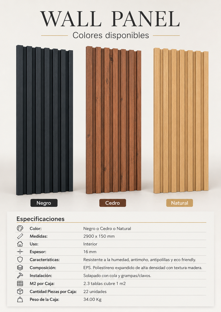 Revestimiento de Pared Interior Wall Panel Linea Mile