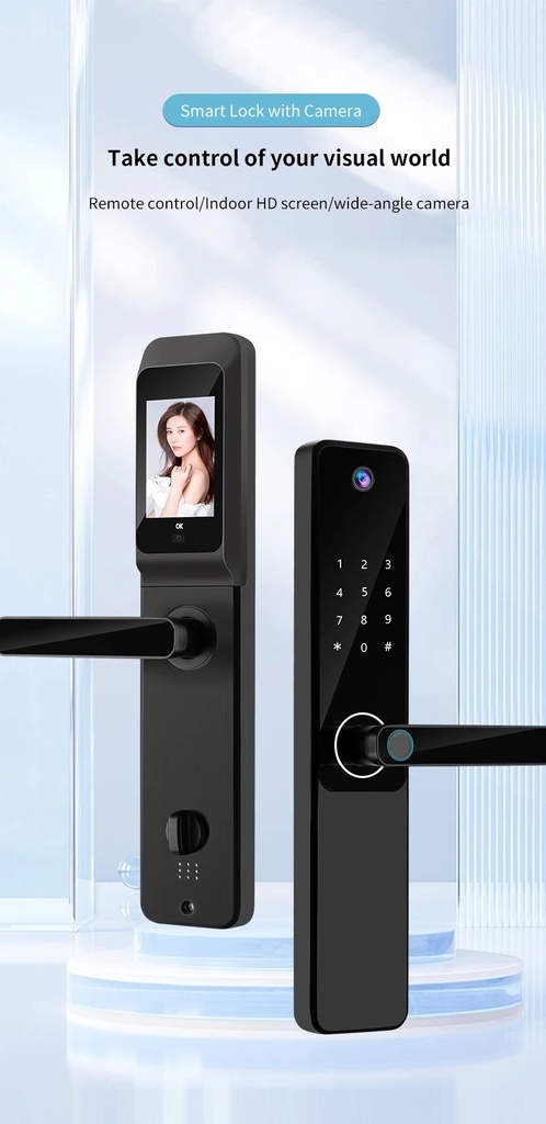 Cerradura Inteligente Camara HD Wifi Huella Código Bt -Smart Lock LK-0085
