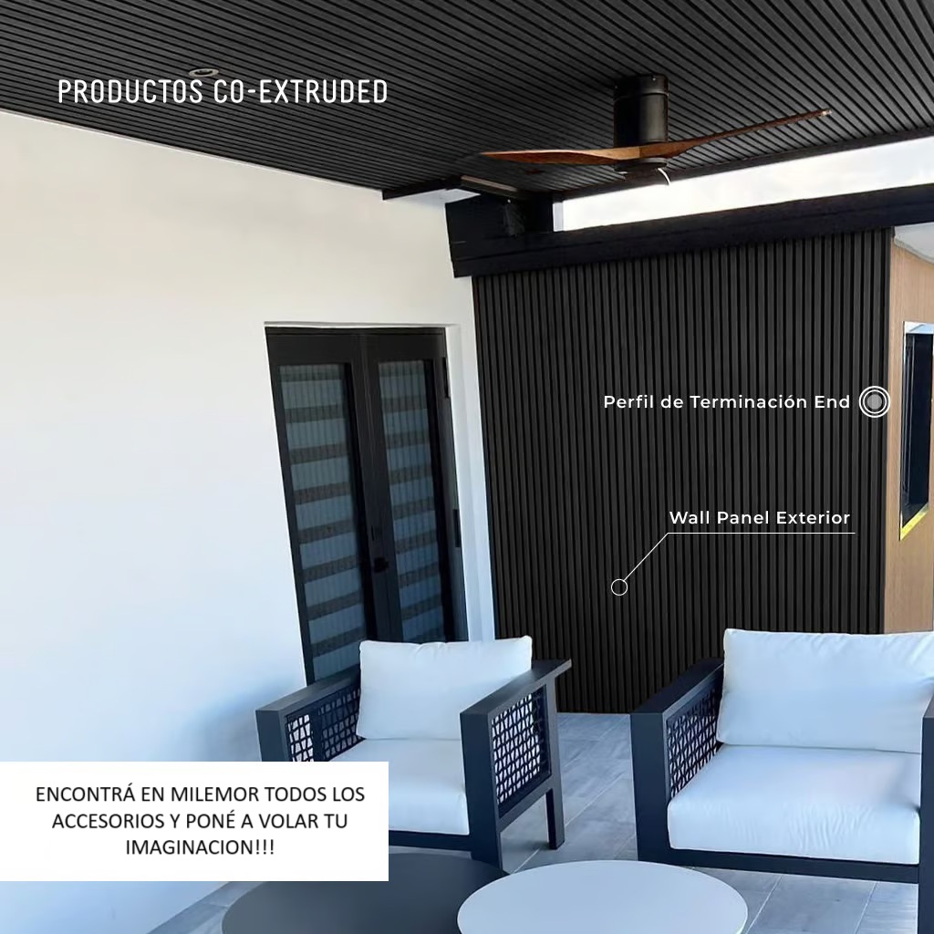 Perfil de Terminación End Revestimiento Exterior Co-Extruded G07 Charcoal