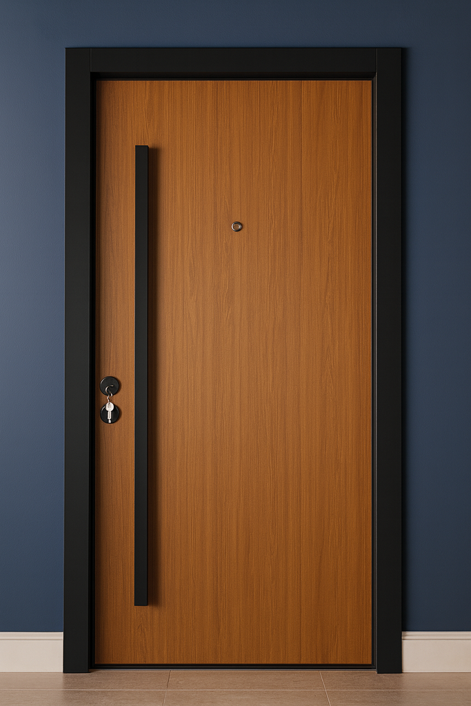 Puertas Terranova 70 mm - Simil Madera con barral Negro