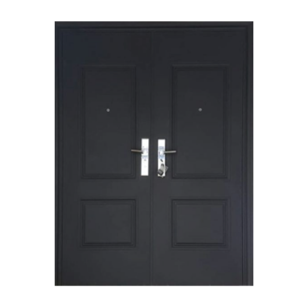 Puerta de Seguridad Premium Doble Hoja Qatar Negra/Doha Blanca 160 x 220 cm ( Negro, Derecha)