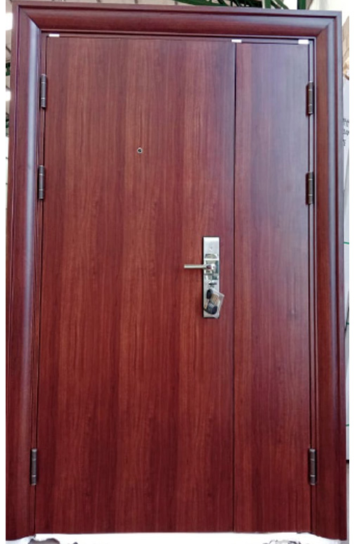Puerta de Seguridad Premium Milán  Lisa Hoja y Media 120 x 205 x 90 mm - Roble