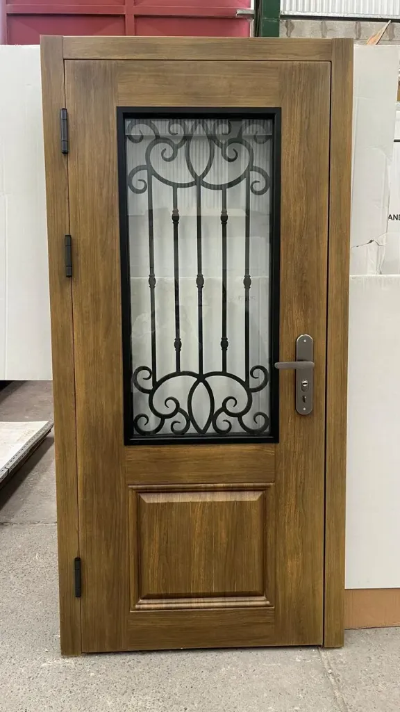 Puerta de Seguridad Premium Roma - Vidrio y Reja 96 x 205 x 70 (Derecha)