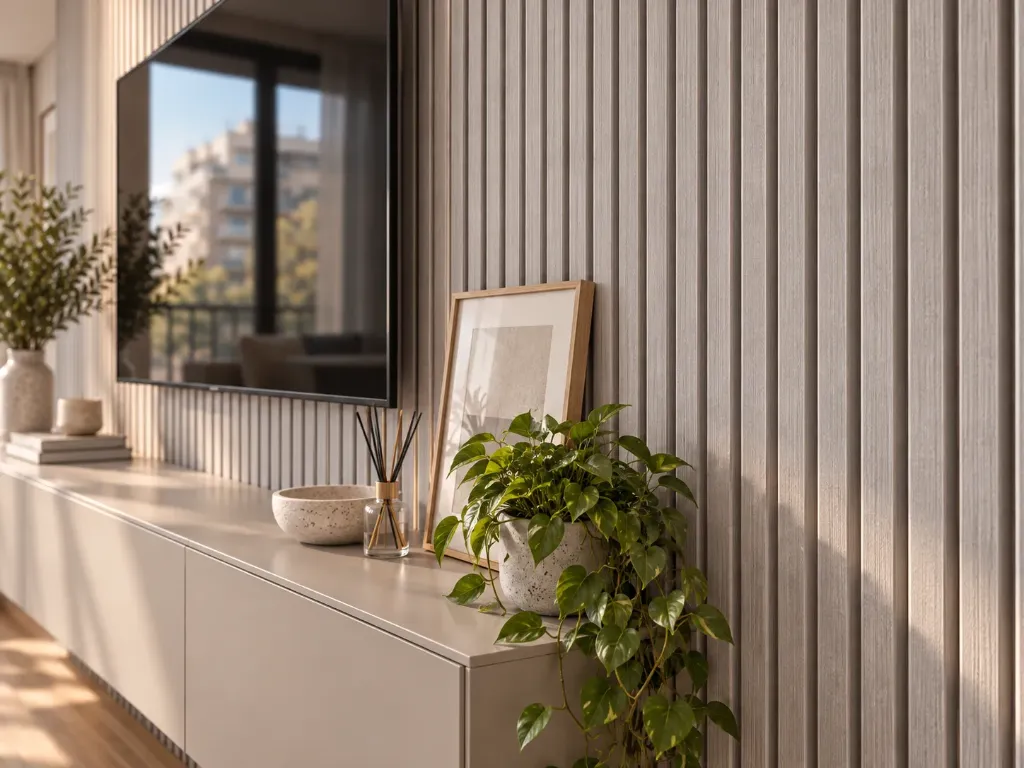 Revestimiento Interior - Wall Panel Varillado Flat WPC - Linea Mile (Fresno Gris)