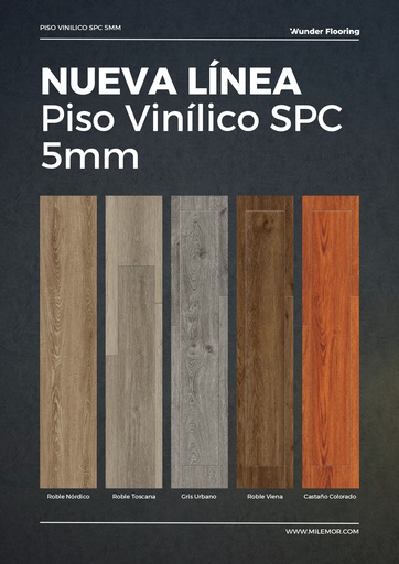 Piso Vinílico SPC 5mm - Línea Wunder Flooring